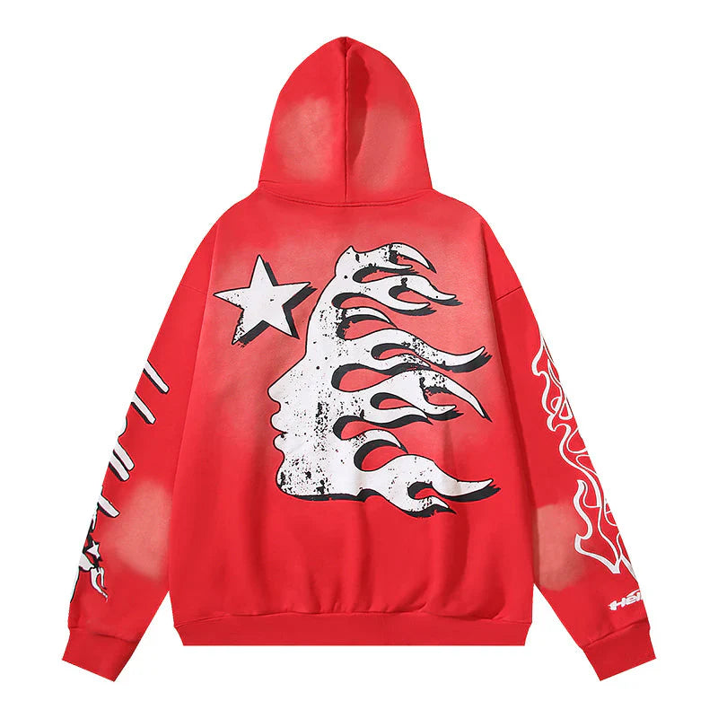 HELLSTAR Studios Records Hoodie Washed Red
