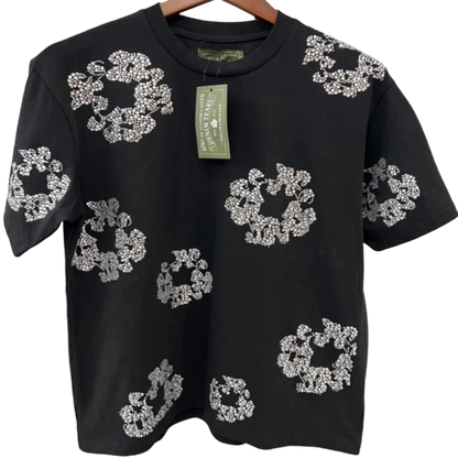 Denim Tears Rhinestone Cotton Wreath T-Shirt Black