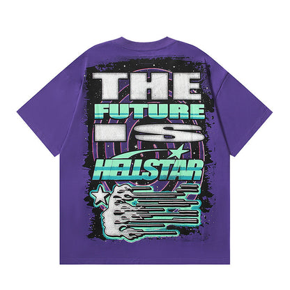 Hellstar Path To Paradise Goggles Print Oversized Tee Purple Vintage Wash