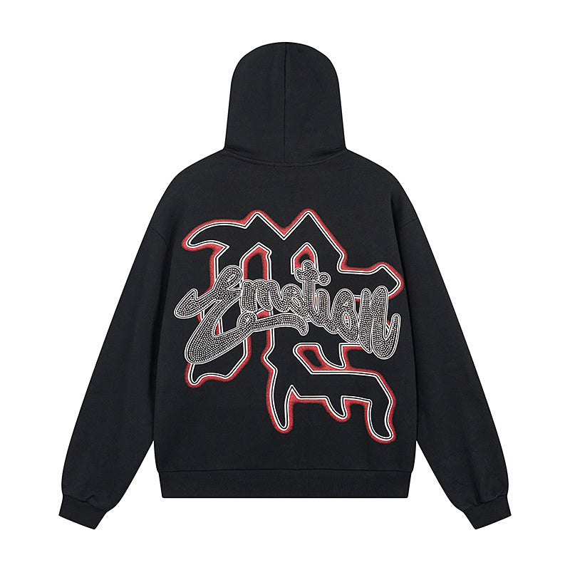 Mixed Emotion "Angel" Rhinestone Zip-Up Hoodie