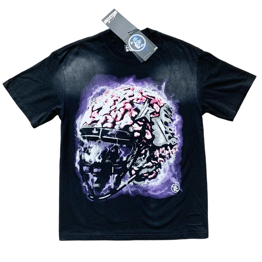 Hellstar Powered By The Star Football Helmet Print Streetwear Tee