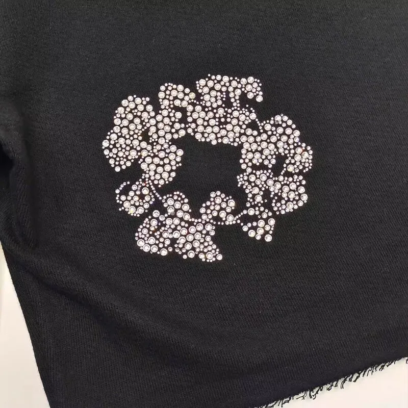 Denim Tears Rhinestone Cotton Wreath Shorts Black