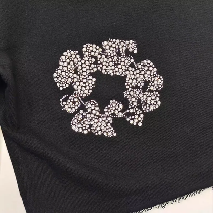 Denim Tears Rhinestone Cotton Wreath Shorts Black