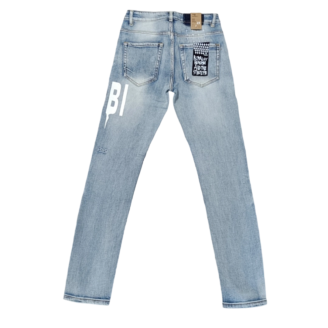 Ksubi Van Winkle Men's Light Blue Print Skinny Fit Jeans