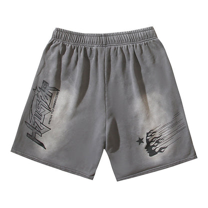 Hellstar Yoga Flame Outline Sweat Shorts Grey