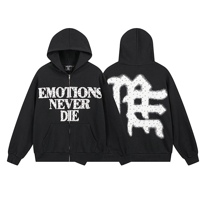 Mixed Emotion "Emotions Never Die" Rhinestone Hoodie
