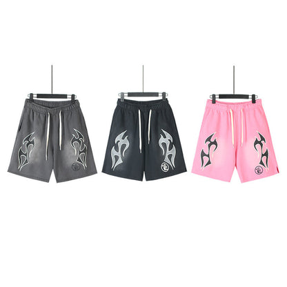 Hellstar Yoga Flame Outline Sweat Shorts