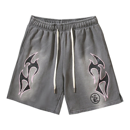 Hellstar Yoga Flame Outline Sweat Shorts Grey