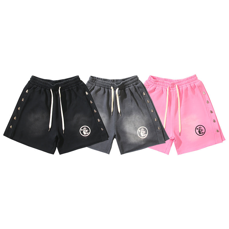 Hellstar Side Stripe Circular Logo Snap Shorts
