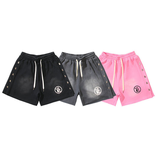 Hellstar Side Stripe Circular Logo Snap Shorts