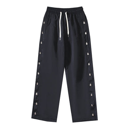 Hellstar Nylon Snap Button Track Pants Black
