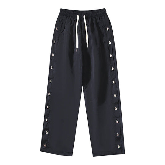 Hellstar Nylon Snap Button Track Pants Black