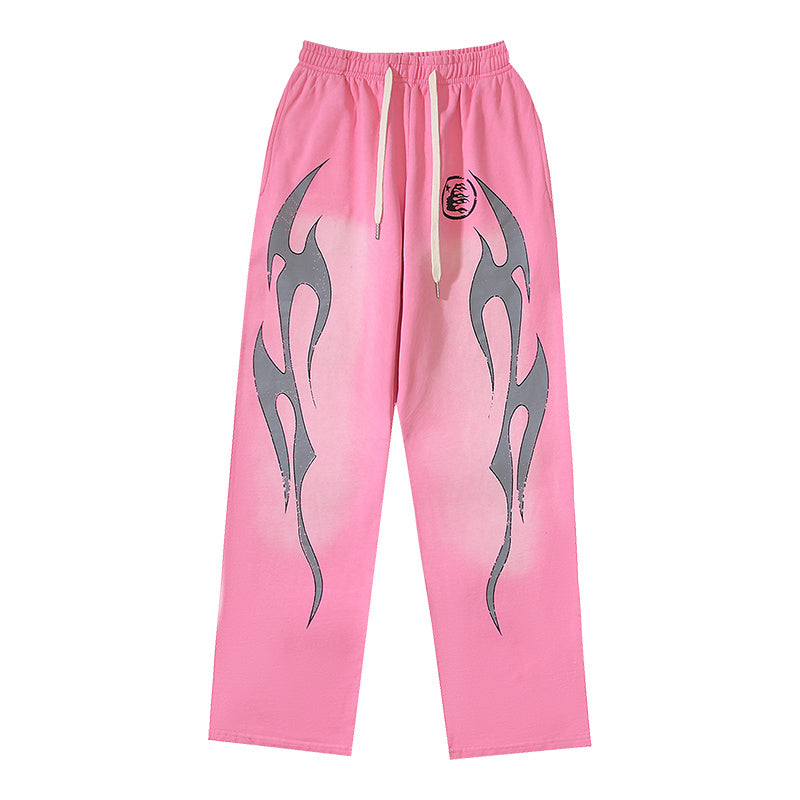 Hellstar Tribal Flame Graphic Print Sweatpants Pink