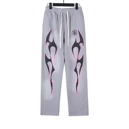 Hellstar Grey Pink Future Flame Sweatpants