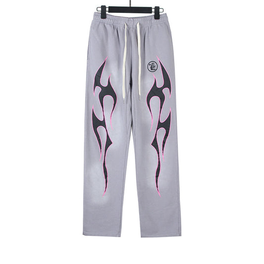 Hellstar Grey Pink Future Flame Sweatpants