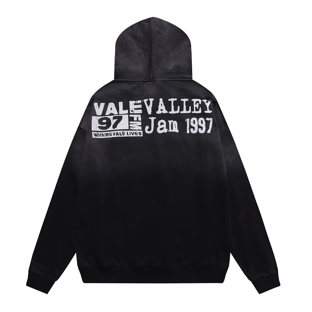 Vale Forever "Valley" Silver Chain & Cross Rhinestone Hoodie Black