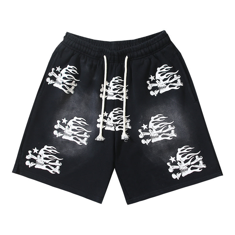 Hellstar Skull Shorts - Vintage Washed Black Sweat Shorts