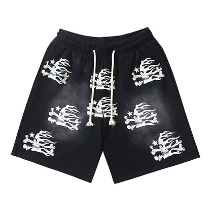 Hellstar Skull Shorts - Vintage Washed Black Sweat Shorts