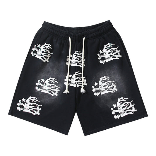 Hellstar Skull Shorts - Vintage Washed Black Sweat Shorts