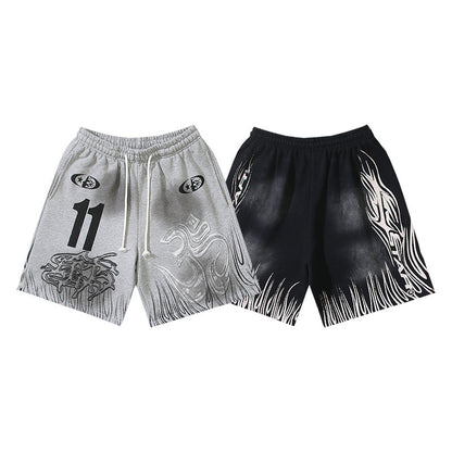 Hellstar Om Flame Number 11 Fleece Shorts