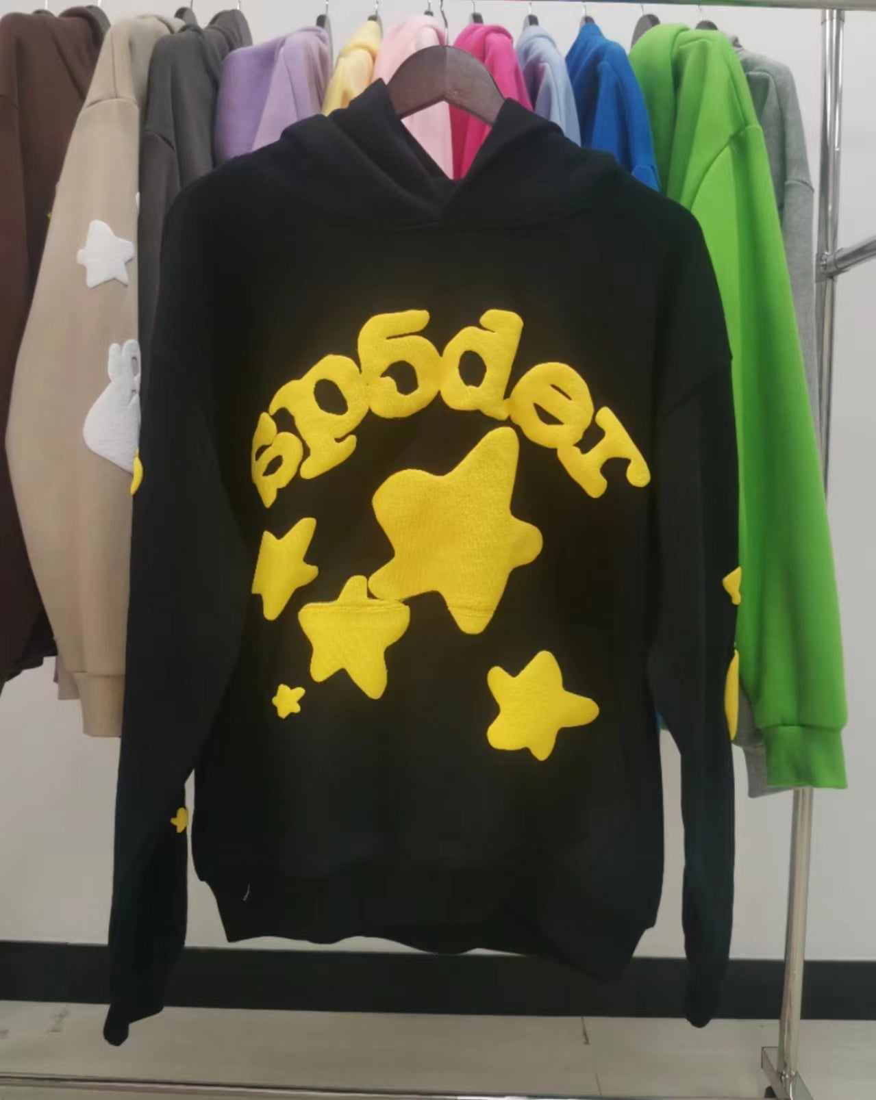 Sp5der Black Yellow Beluga Hoodie