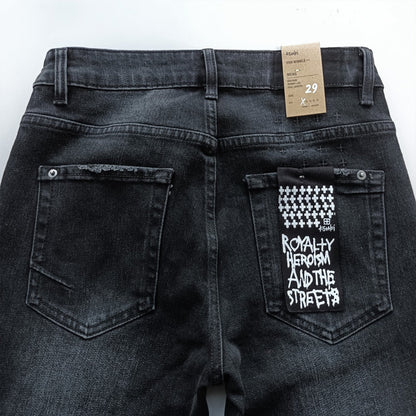 Ksubi Van Winkle Men's Washed Black Distressed Paint Splatter Jeans