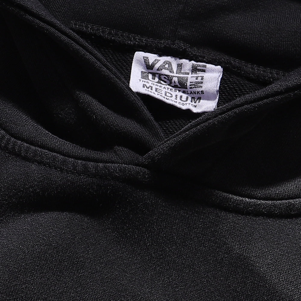 Vale Forever "Valley" Silver Chain & Cross Rhinestone Hoodie Black