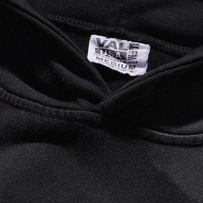 Vale Forever "Valley" Silver Chain & Cross Rhinestone Hoodie Black