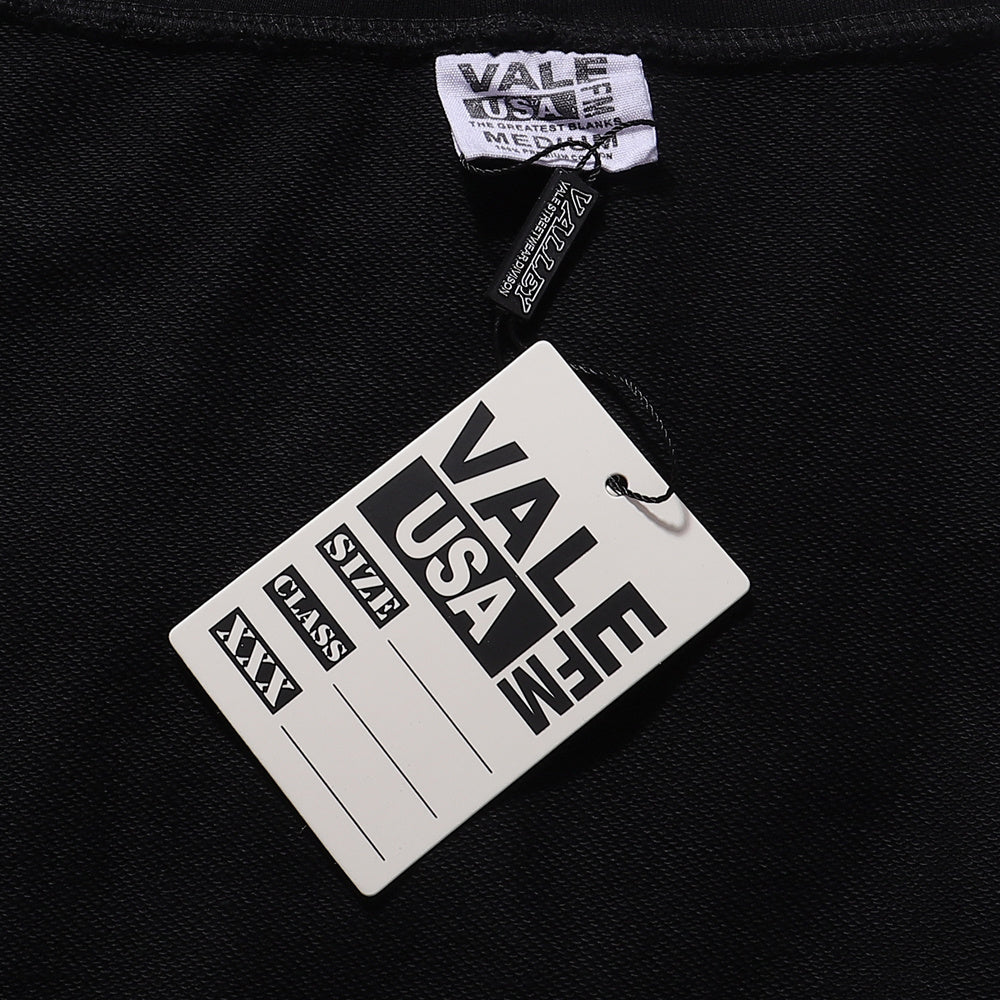 Vale Forever "Valley" Silver Chain & Cross Rhinestone Hoodie Black