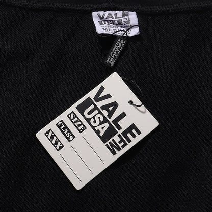 Vale Forever "Valley" Silver Chain & Cross Rhinestone Hoodie Black