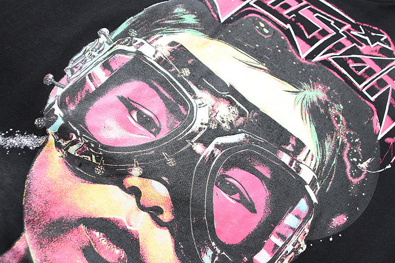 Hellstar The Future Graphic Print Oversized Streetwear T-Shirt - Black/Pink