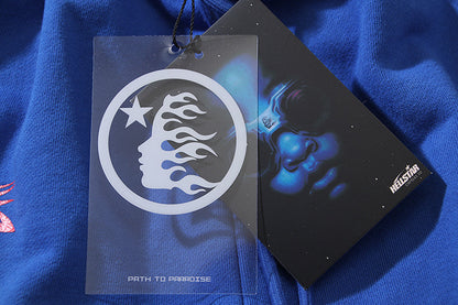 Hellstar Tribal Flame Graphic Print Sweatpants Blue