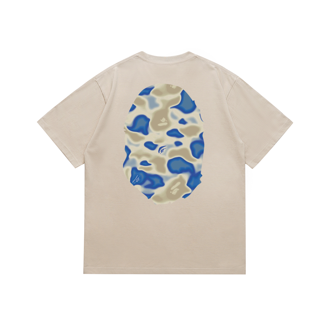 BAPE Liquid Camo Big Ape Head T-Shirt Beige Blue