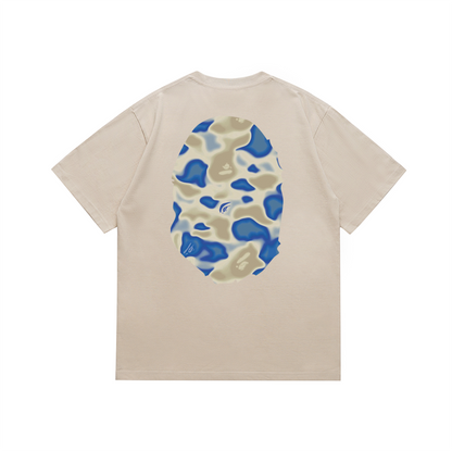 BAPE Liquid Camo Big Ape Head T-Shirt Beige Blue