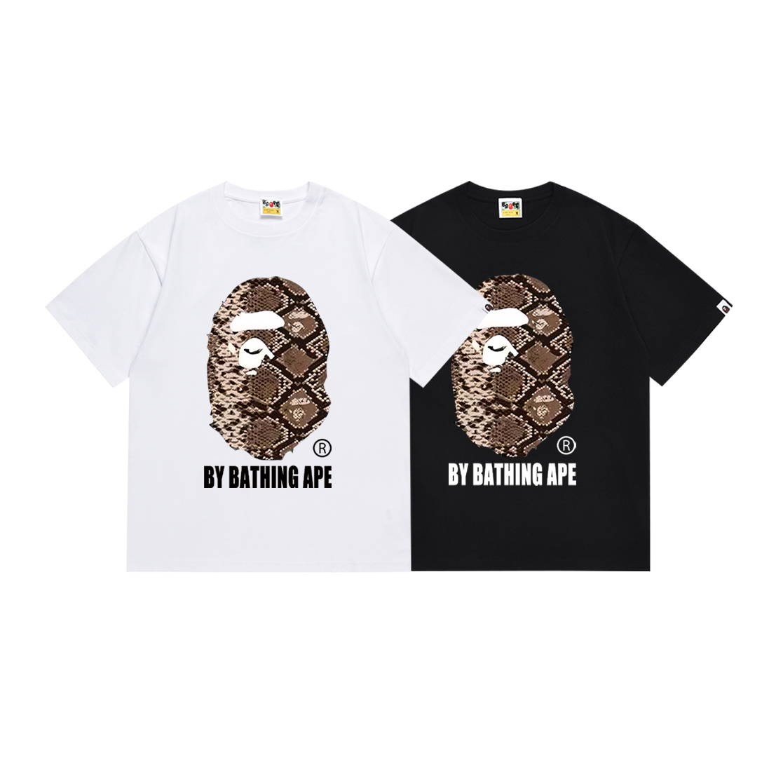BAPE Snake Pattern By Bathing Ape Tee Black/White