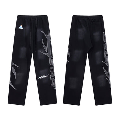 Hellstar Graphic Print Washed Black Sweatpants