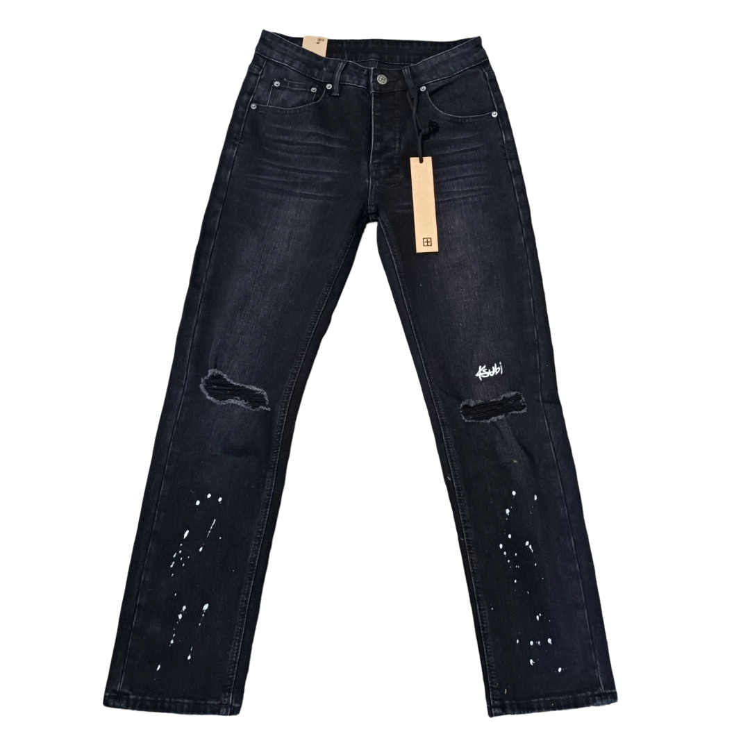 Ksubi Chitch Men's Black Distressed Paint Splatter Jeans