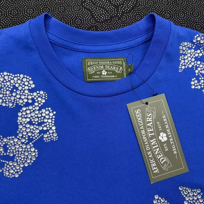 Denim Tears Rhinestone Cotton Wreath T-Shirt Royal Blue