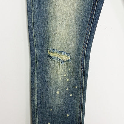 Ksubi Men's Washed Blue Paint Splatter Distressed Jeans