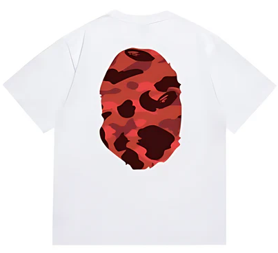 BAPE Red ABC Camo Big Ape Head Tee