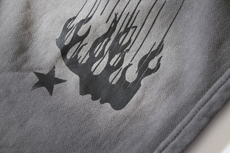 Hellstar Yoga Flame Outline Sweat Shorts Grey