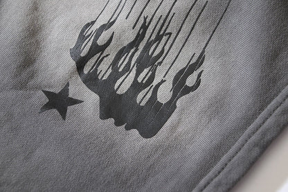 Hellstar Yoga Flame Outline Sweat Shorts Grey
