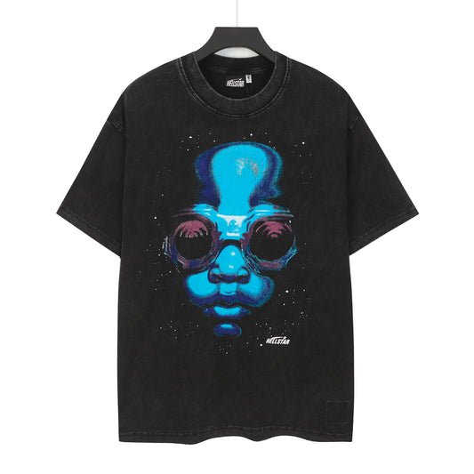 Hellstar The Future Goggles Graphic Print Streetwear Tee Washed Black