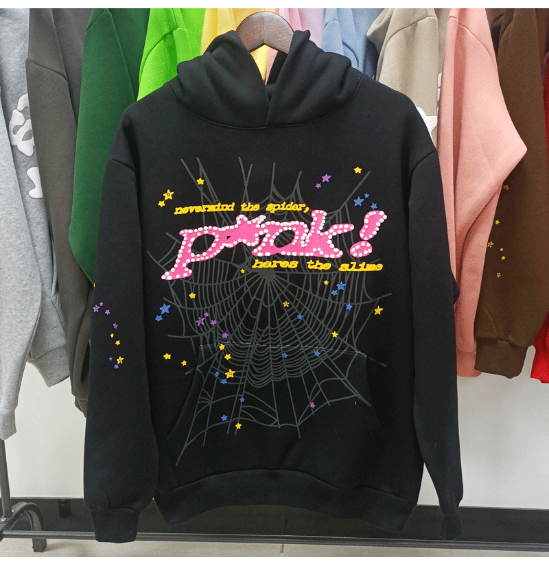 Sp5der P*NK Hoodie Black Pink