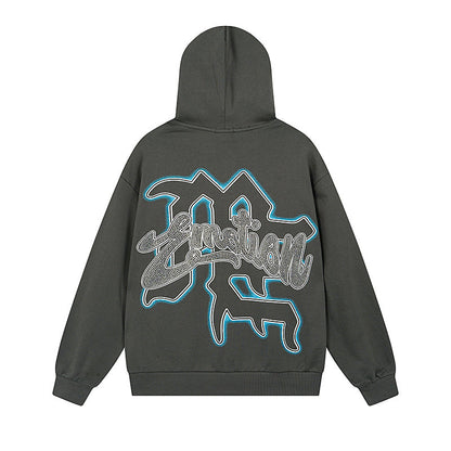 Mixed Emotion "Angel" Rhinestone Zip-Up Hoodie Grey
