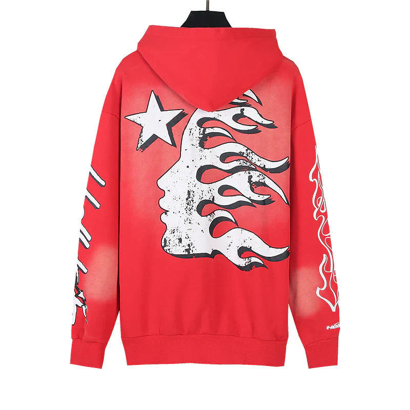 HELLSTAR Studios Records Hoodie Washed Red