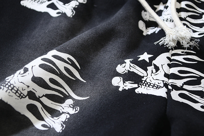 Hellstar Skull Shorts - Vintage Washed Black Sweat Shorts