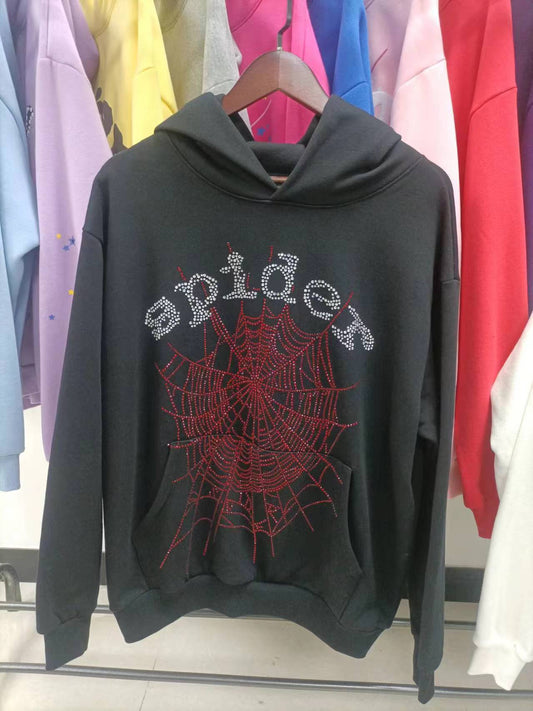 Sp5der OG Rhinestone Logo Hoodie 'Black'