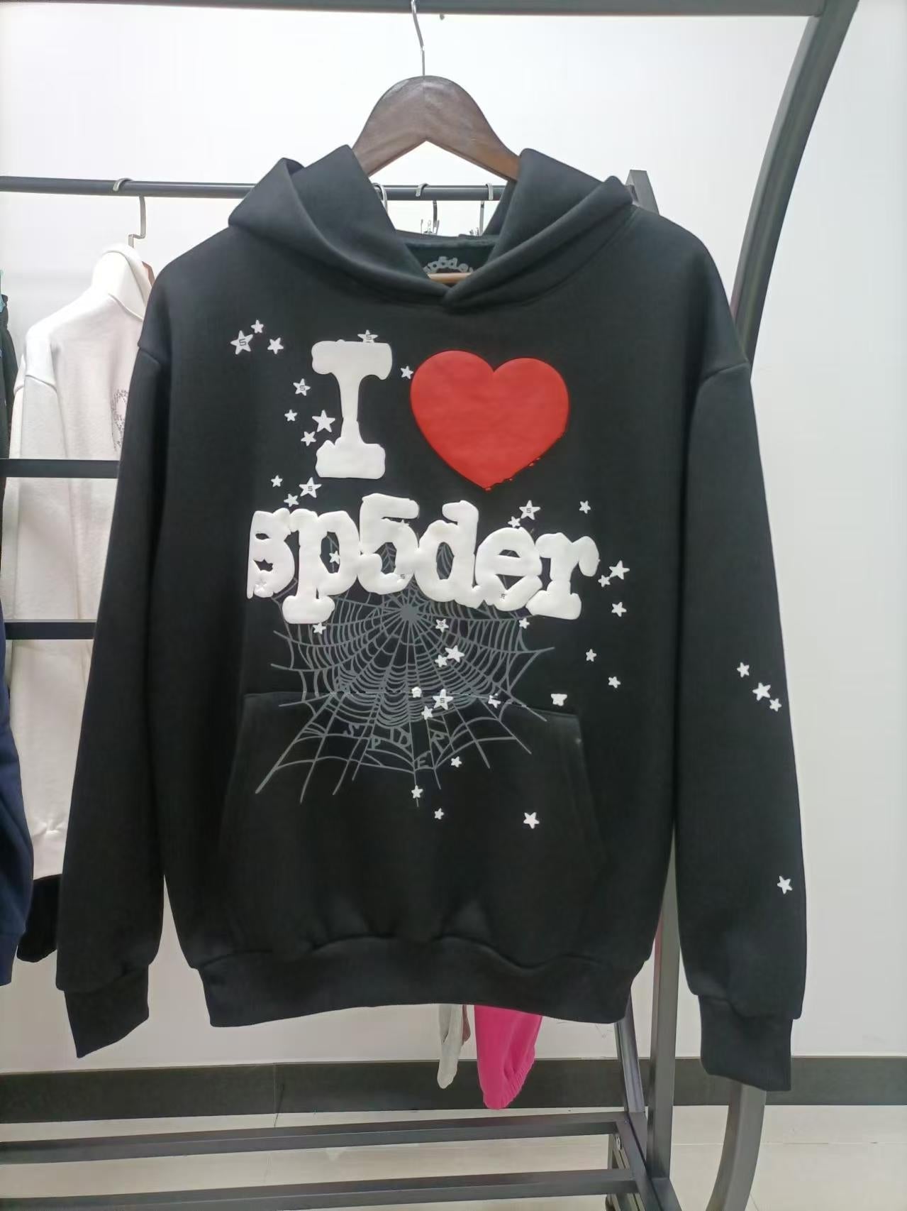 Sp5der I Heart SP5 Hoodie 'Black'