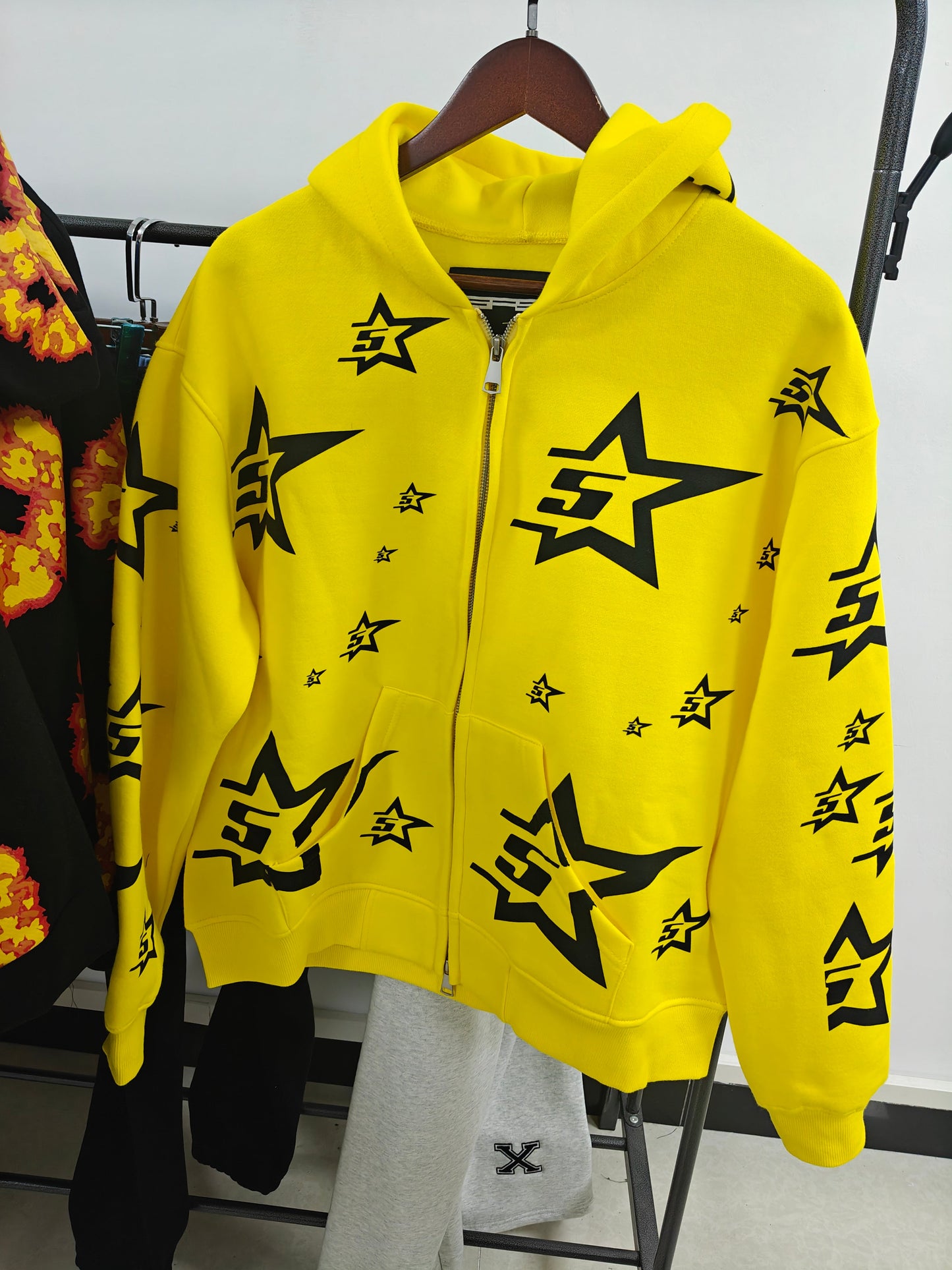 Sp5der Double Layer 5 Star Zip Hoodie 'Yellow'